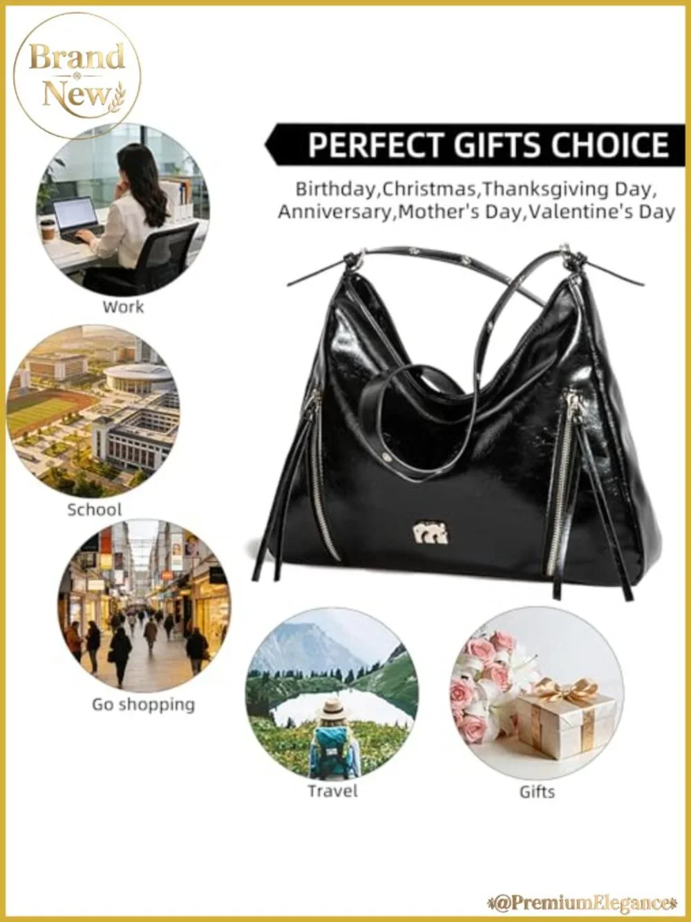 Vintage Style Faux Leather Hobo Shoulder Bag Large Capacity Crossbody